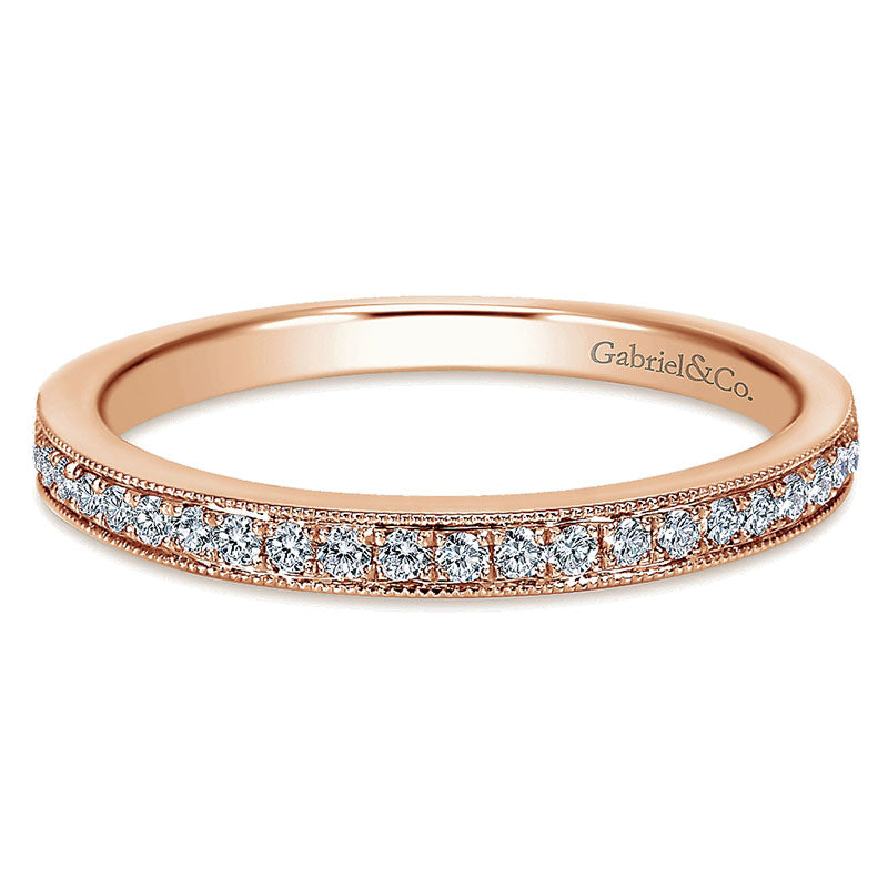 Wedding Band 14k Pink Gold Diamond