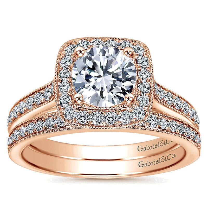 Wedding Band 14k Pink Gold Diamond