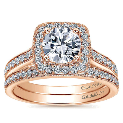 Wedding Band 14k Pink Gold Diamond