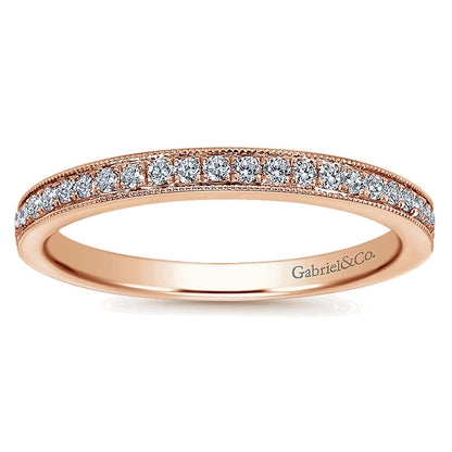 Wedding Band 14k Pink Gold Diamond