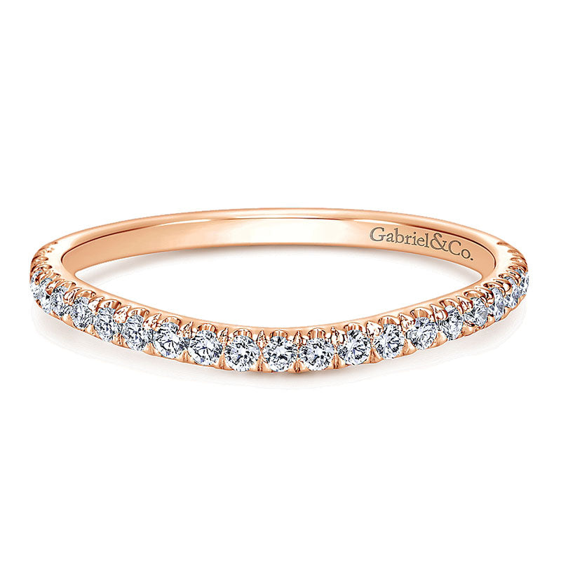 Wedding Band 14k Pink Gold Diamond