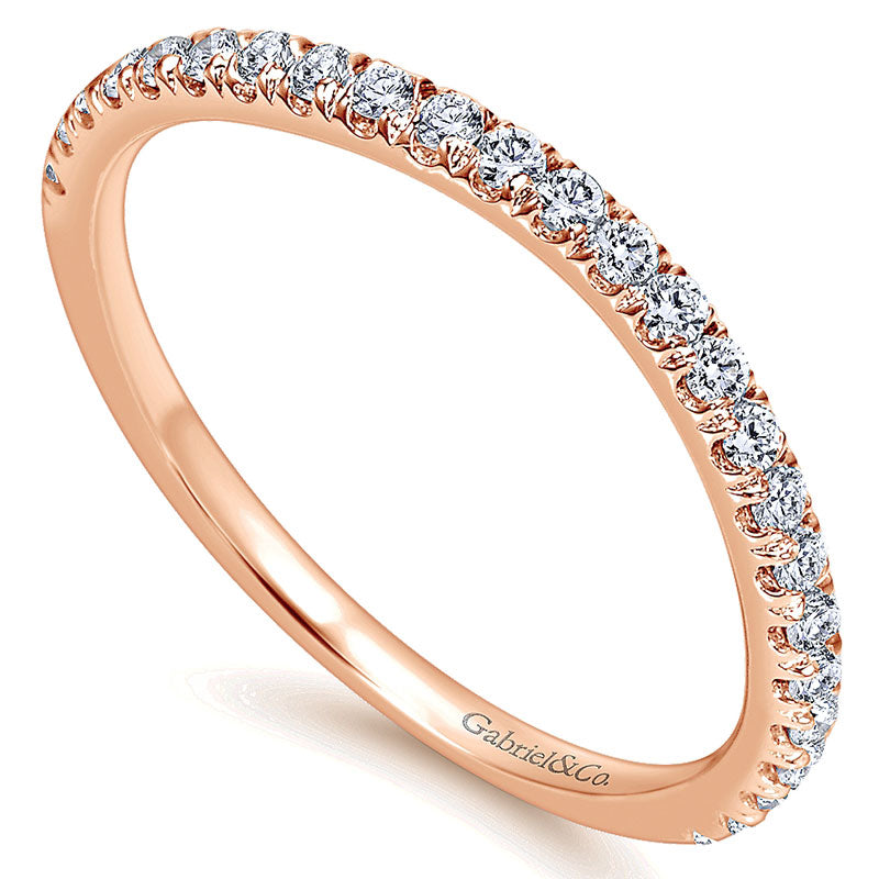 Wedding Band 14k Pink Gold Diamond