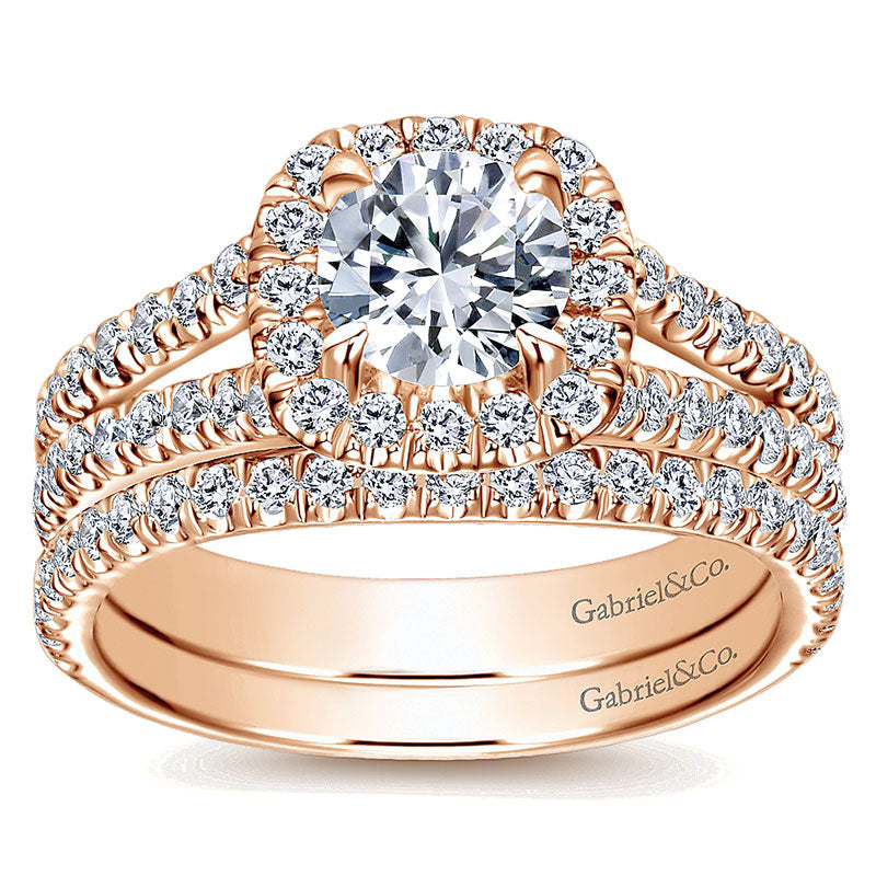Wedding Band 14k Pink Gold Diamond