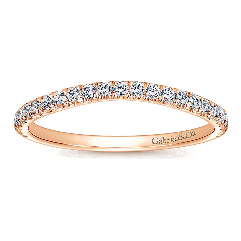 Wedding Band 14k Pink Gold Diamond