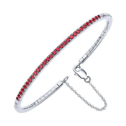 14k White Gold And Ruby Bangle
