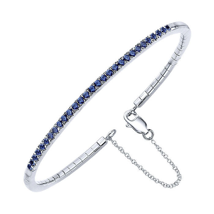 14k White Gold And Sapphire Bangle