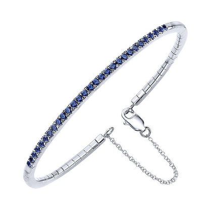 14k White Gold And Sapphire Bangle