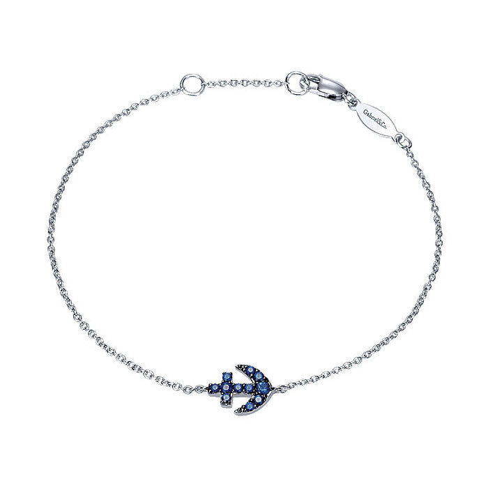 14k White Gold And Sapphire Chain Bracelet