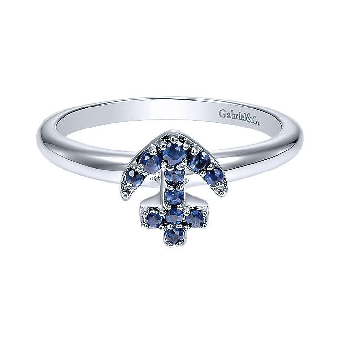 14k White Gold And Sapphire Stackable Ladies' Ring