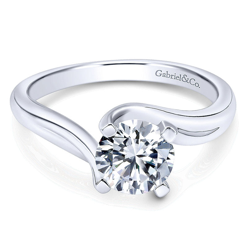 Engagement Ring 14k White Gold Bypass