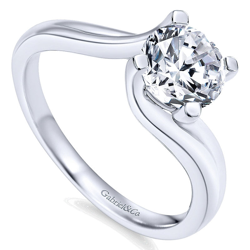 Engagement Ring 14k White Gold Bypass