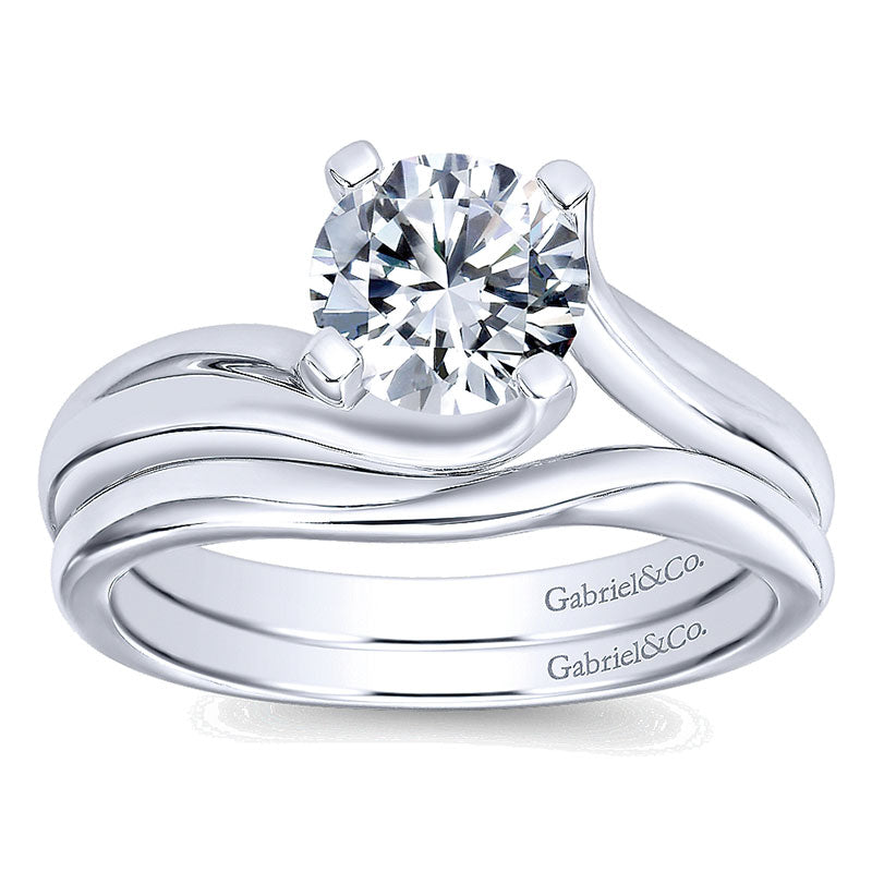 Engagement Ring 14k White Gold Bypass