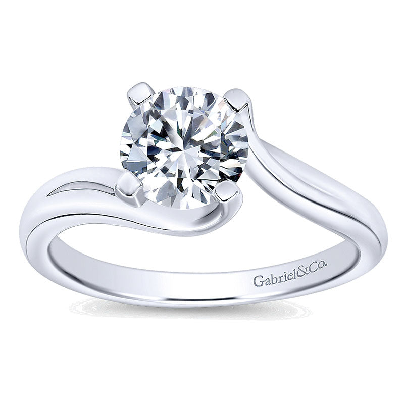 Engagement Ring 14k White Gold Bypass