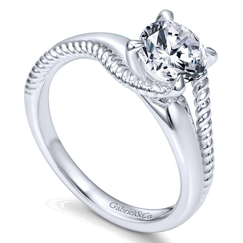 Engagement Ring 14k White Gold Bypass