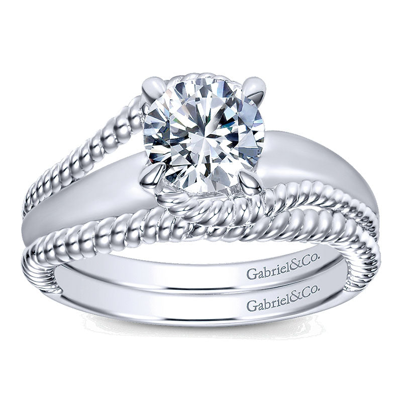 Engagement Ring 14k White Gold Bypass