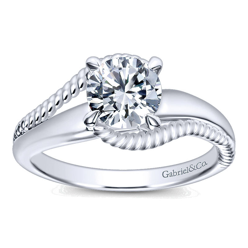 Engagement Ring 14k White Gold Bypass