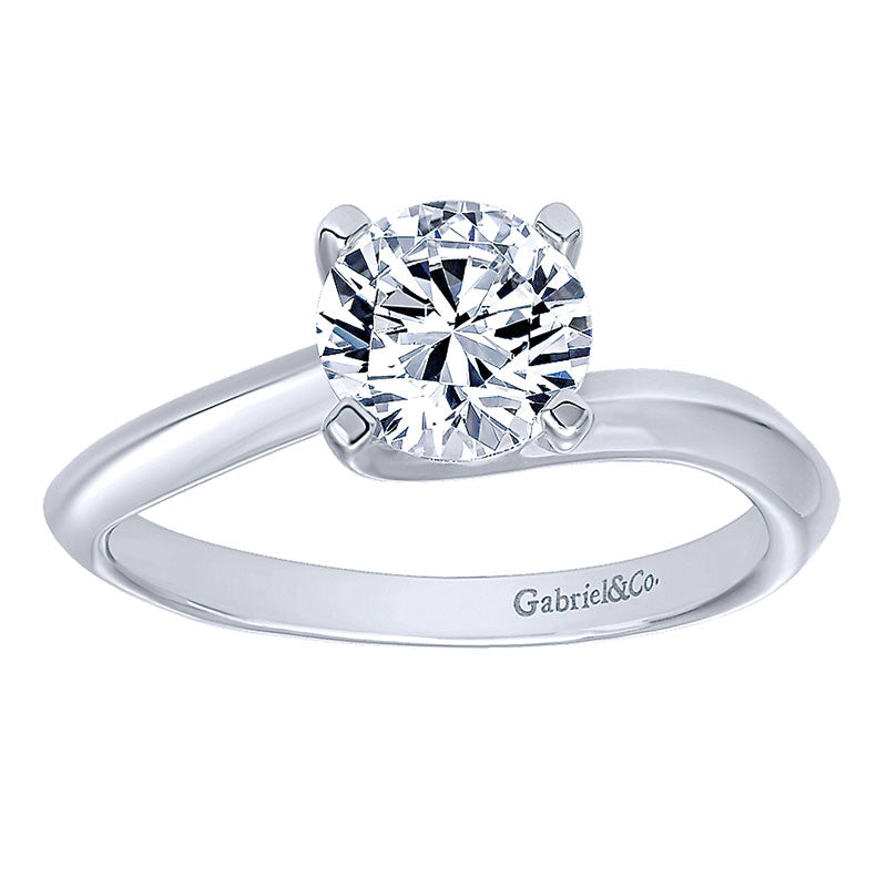 Engagement Ring 14k White Gold Bypass