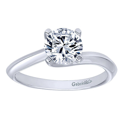 Engagement Ring 14k White Gold Bypass