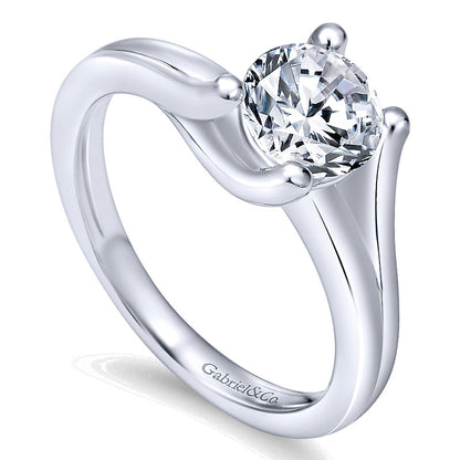 Engagement Ring 14k White Gold Bypass