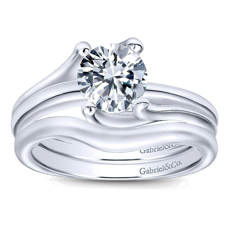 Engagement Ring 14k White Gold Bypass