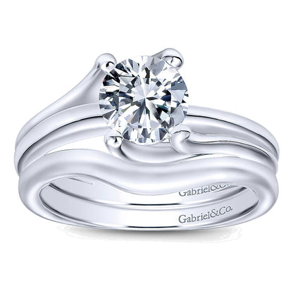 Engagement Ring 14k White Gold Bypass
