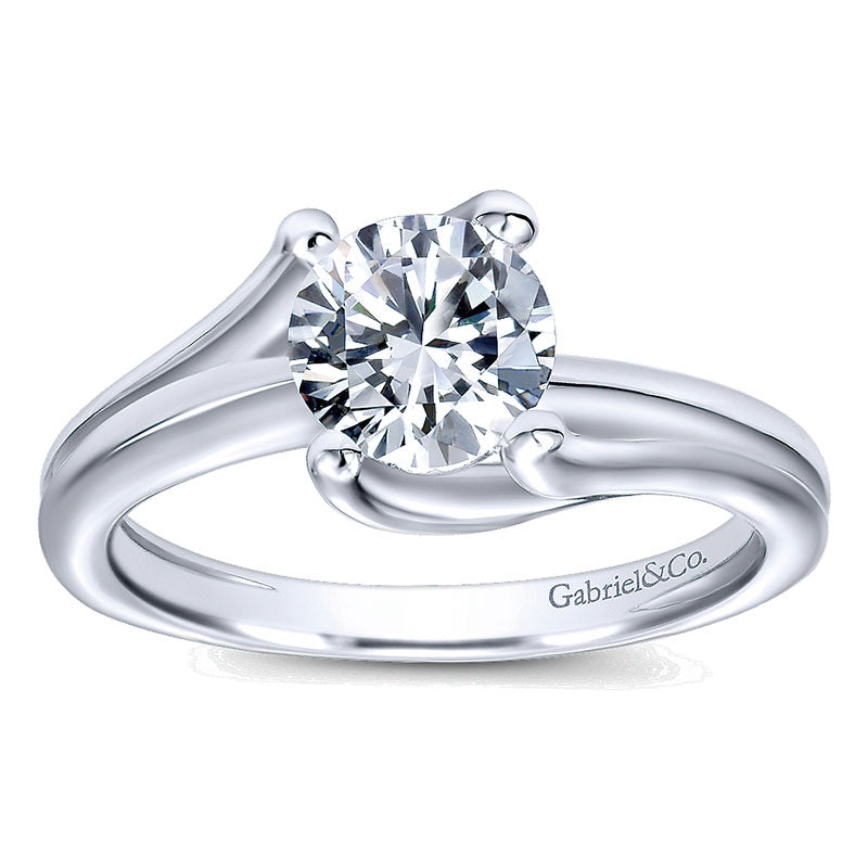 Engagement Ring 14k White Gold Bypass