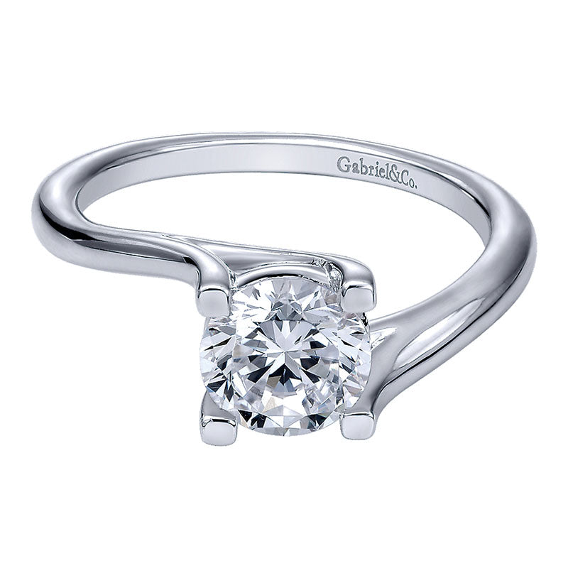 Engagement Ring 14k White Gold Bypass