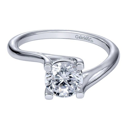 Engagement Ring 14k White Gold Bypass