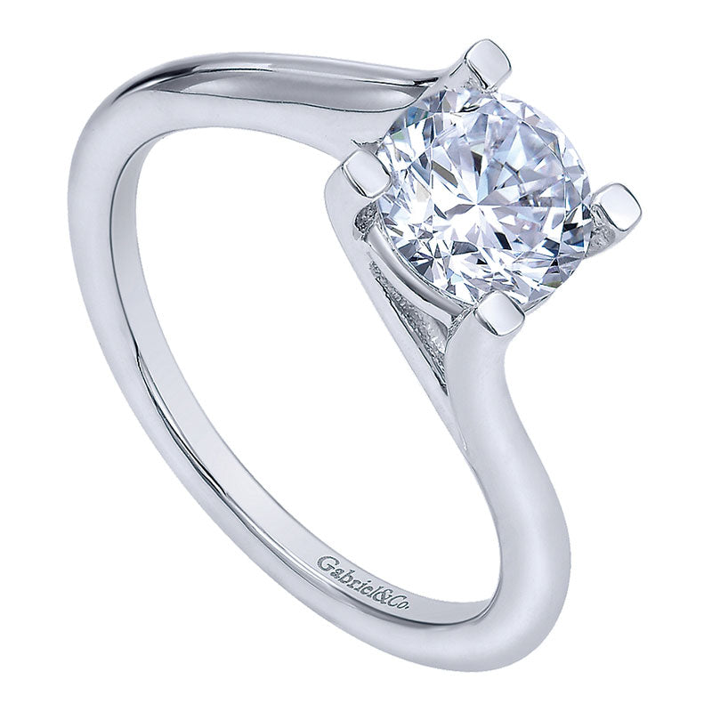 Engagement Ring 14k White Gold Bypass