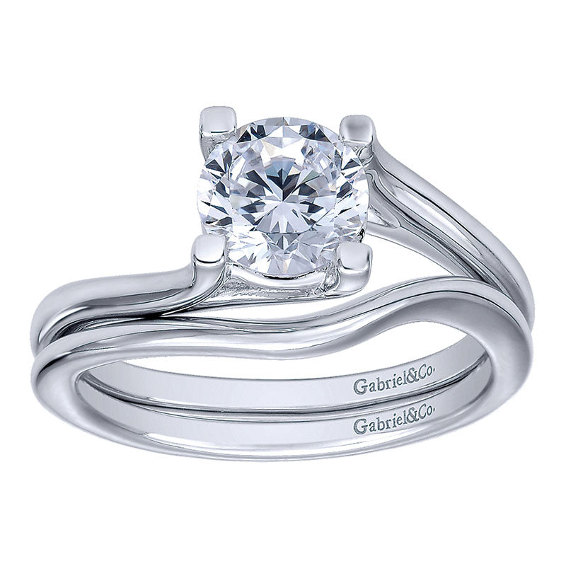 Engagement Ring 14k White Gold Bypass