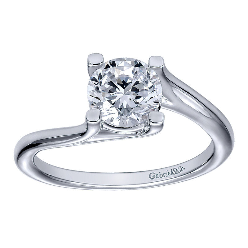 Engagement Ring 14k White Gold Bypass