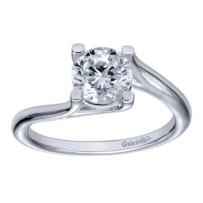 Engagement Ring 14k White Gold Bypass