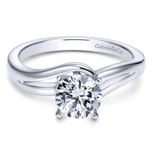 Engagement Ring 14k White Gold Bypass