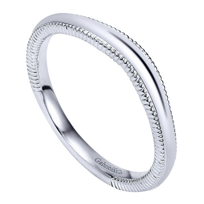 Wedding Band 14k White Gold Curved