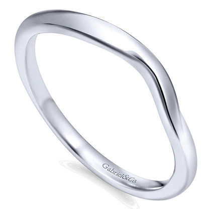 Wedding Band 14k White Gold Curved