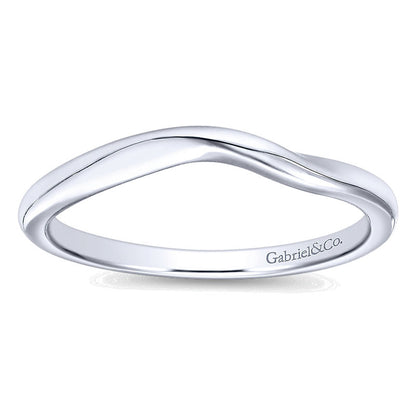 Wedding Band 14k White Gold Curved