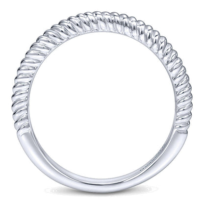 Wedding Band 14k White Gold Curved