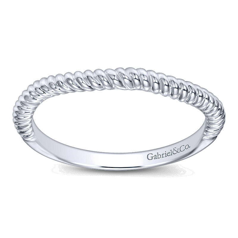 Wedding Band 14k White Gold Curved