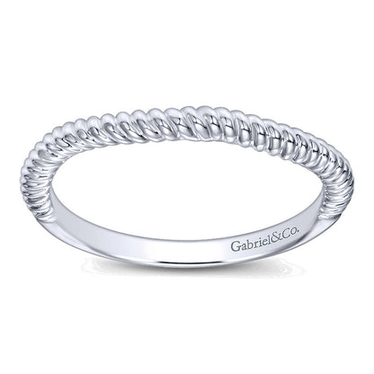 Wedding Band 14k White Gold Curved