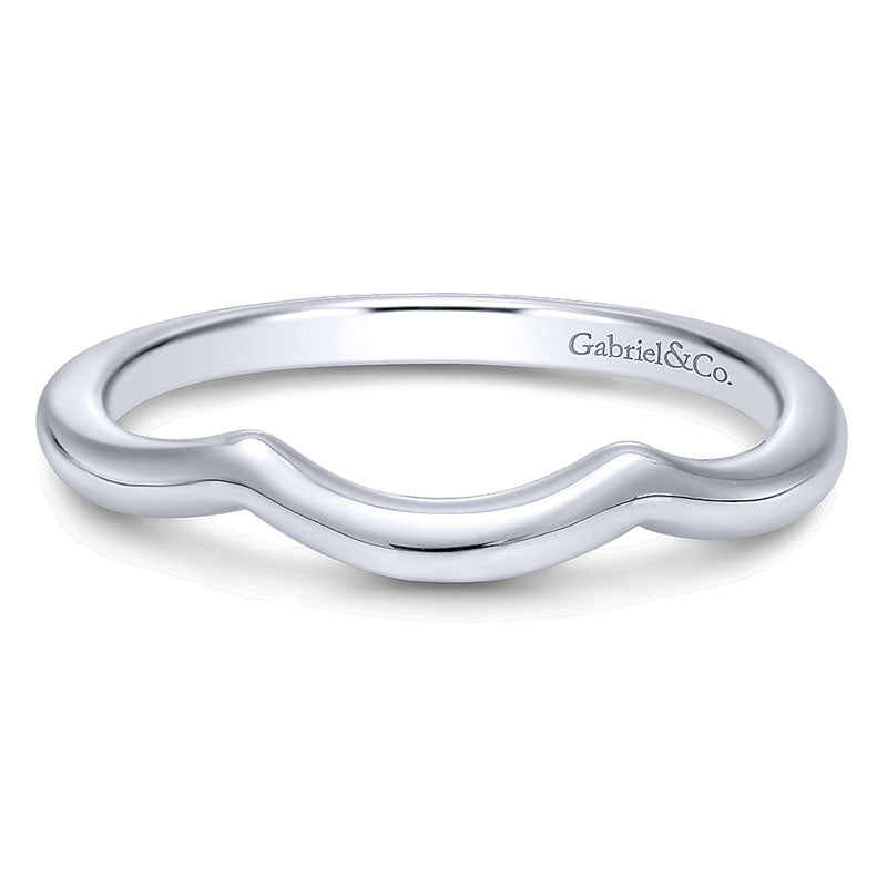 Wedding Band 14k White Gold Curved