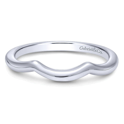 Wedding Band 14k White Gold Curved