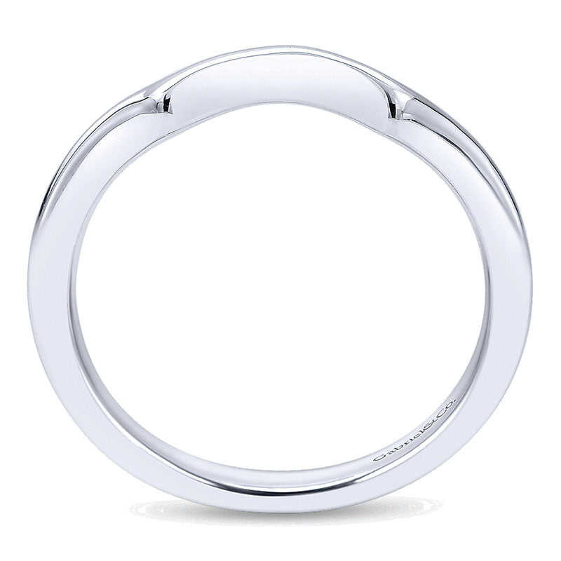 Wedding Band 14k White Gold Curved