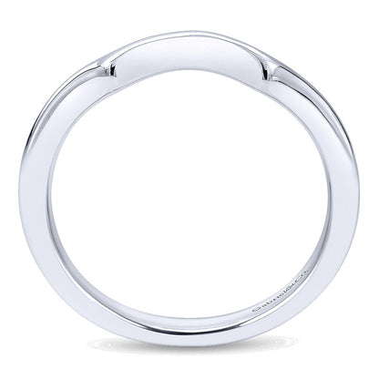 Wedding Band 14k White Gold Curved
