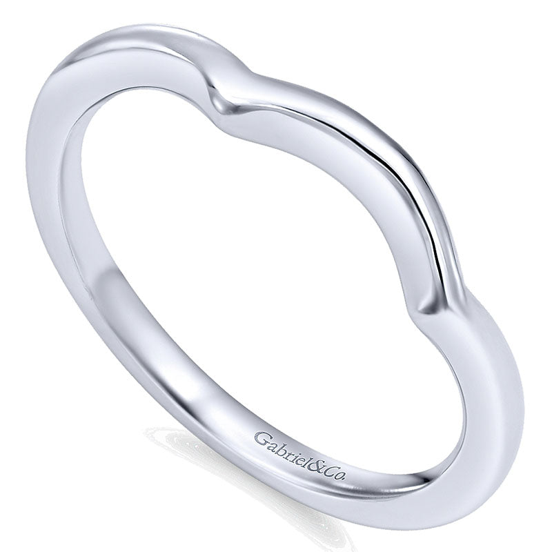Wedding Band 14k White Gold Curved