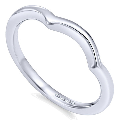 Wedding Band 14k White Gold Curved