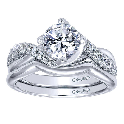 Wedding Band 14k White Gold Curved