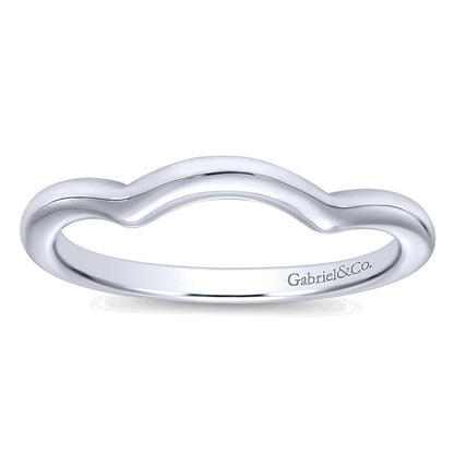Wedding Band 14k White Gold Curved