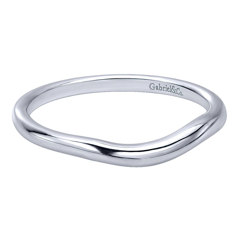 Wedding Band 14k White Gold Curved