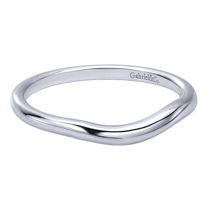 Wedding Band 14k White Gold Curved