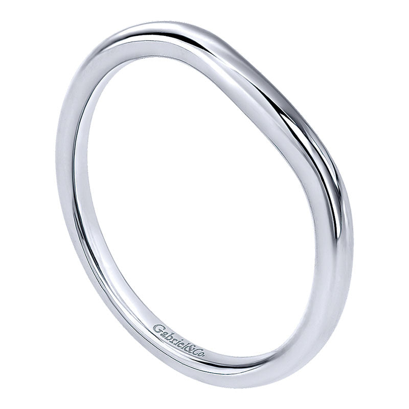 Wedding Band 14k White Gold Curved